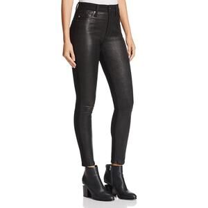 AG Adriano Goldschmied NWT Farrah Skinny Leather Front Black Jeans Size 24